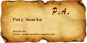 Patz Avarka névjegykártya